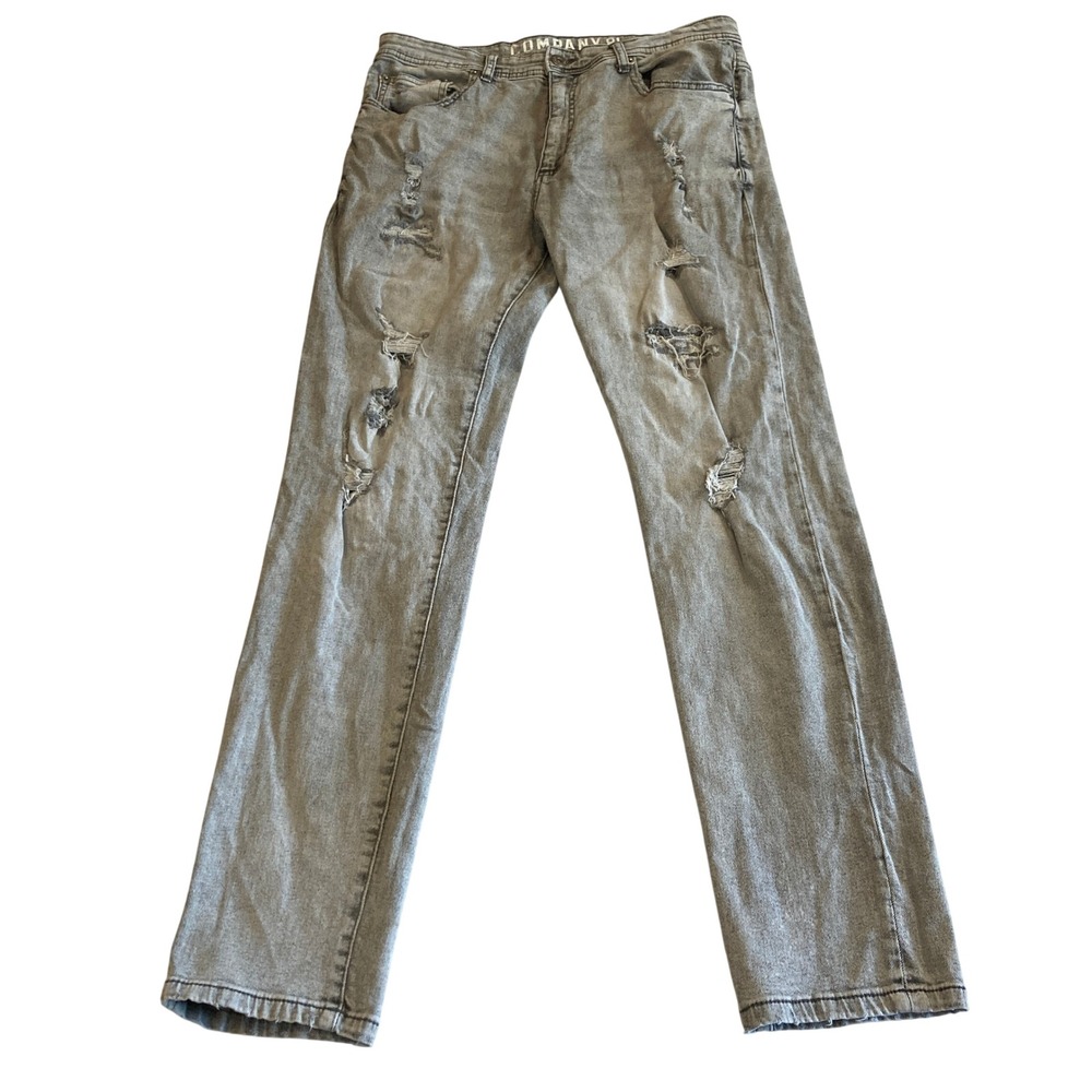 Company 81 Jeans Mens 34x32 (Fit 34x31) Distressed Gray Slim Ripped Streetwear